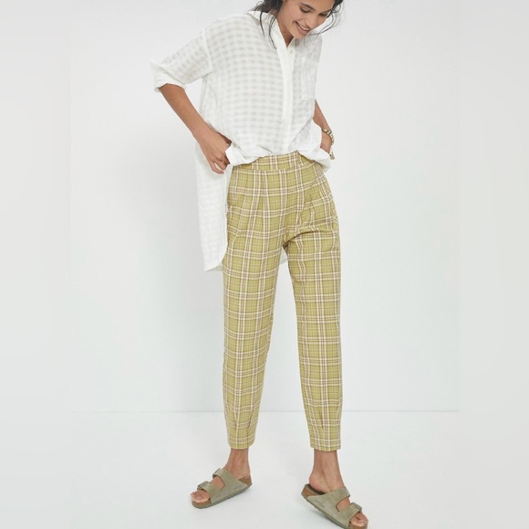 Anthropologie Pants - Anthropologie Yellow Plaid Tailored Pants